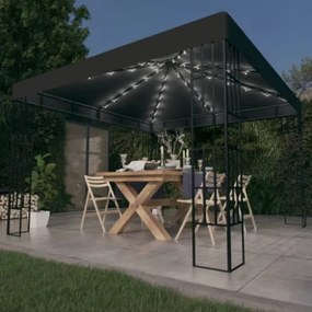 Gazebo con Stringa di Luci LED 3x3 m Antracite