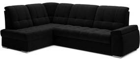 Divano angolare nero allungabile/con contenitore (con penisola a sinistra/a L) Sado – ELTAP