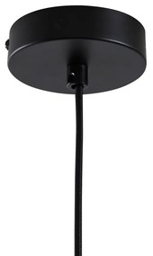 Lampada a sospensione Japandi nera con paralume in tessuto marrone - Bida