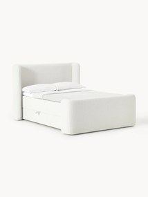 Letto boxspring in bouclé con contenitore Perla