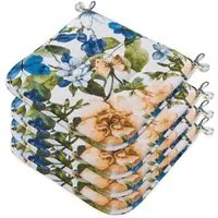 Set 4 Cuscini Sedia Cucina Cotone Lavabili Universali Coprisedia Morbidi Fiori Farfalla Blu