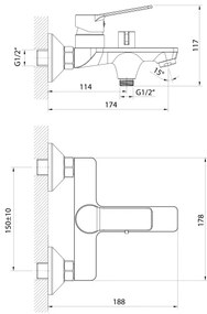 Aqualine - Rubinetto vasca da bagno SINTRA cromo lucido