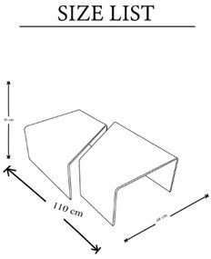 Coppia tavolino arredo in vetro curvato trasparente MERCURY L70 x P60 x H36