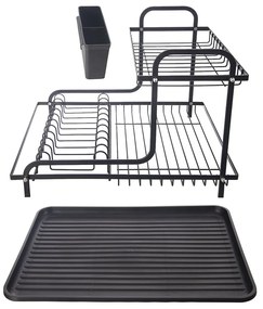Scolapiatti a due livelli in metallo nero 42,5x32 cm Radka - Orion