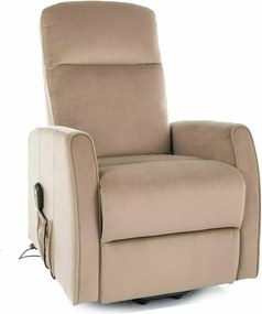 Poltrona reclinabile elettrica Leto Velvet con funzione alzapersona – 68x90/165x107 cm – beige