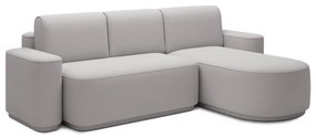 Divano angolare grigio chiaro allungabile/con contenitore (con penisola a destra/con chaise lounge) e rivestimento in ciniglia Aurumm – ELTAP