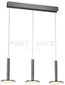 Lampadario led lineare a tre pendenti tua md17033012-3bsn cromo
