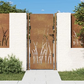 Cancello Da Giardino 105x205 Cm İn Acciaio Corten Design Erba /