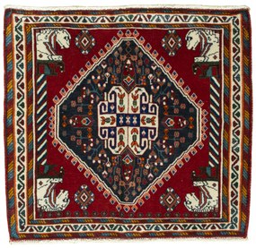Shiraz Tappeto persiano 70 x 70 Rosso (Iran) Annodato A Mano