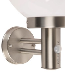 Lampada da parete per esterni in acciaio inox IP44 con sensore di movimento - Sfera