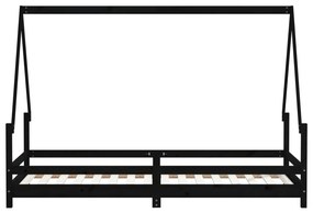 Giroletto per bambini nero 90x200 cm in legno massello di pino