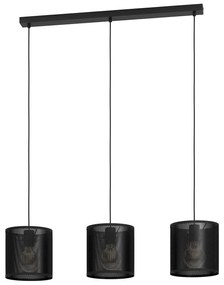 Lampadario A Sospensione Vintage Manby Acciaio Nero 3 Luci E27