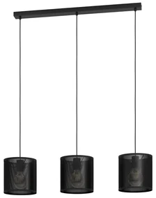 Lampadario A Sospensione Vintage Manby Acciaio Nero 3 Luci E27