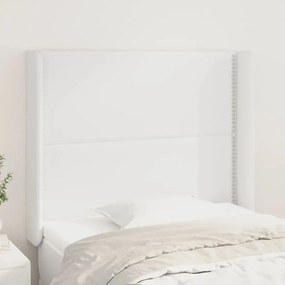Testiera Ad Orecchio Bianco 103x16x118/128 Cm İn Similpelle /