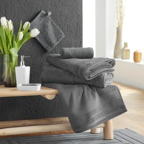 Asciugamano in spugna di cotone grigio scuro 90x150 cm Tendresse - douceur d'intérieur