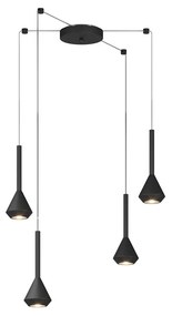 Lampadario Moderno Aygo Metallo Nero 4 Luci Gu10