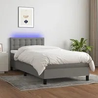 Letto a Molle Materasso e LED Grigio Scuro 80x200 cm in Tessuto 3133430