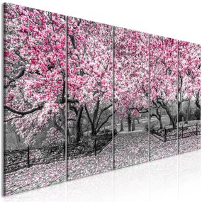 Quadro Magnolia Park (5 Parts) Narrow Pink  Colore Rosa, Dimensioni e Misure 225x90