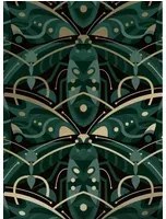 KEK Amsterdam Tapete Art Deco Animaux Beetle Gold - Green
