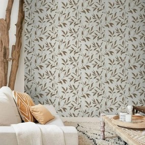 Carta Da Parati Leafs Beige E Marrone /
