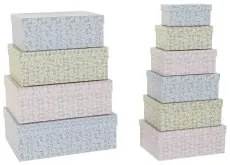 Set di Scatole per Sistemare Impilabili DKD Home Decor Fiori Cartone (43,5 x 33,5 x 15,5 cm)