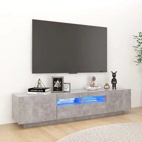 Mobile porta tv con luci led grigio cemento 180x35x40 cm