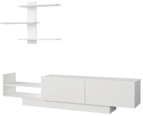 Parete Attrezzata Con Mobile TV E Mensola A Parete Bianco 180 Cm Egemen