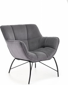 Poltrona Belton in velluto grigio H78 cm