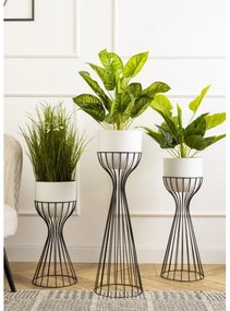 Vaso da fiori in metallo LOFT 46x20 cm nero/bianco