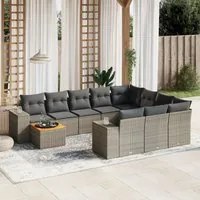 Set Divani da Giardino 11 pz con Cuscini in Polyrattan Grigiocod mxl 114274