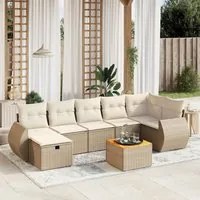 Set Divano da Giardino 8 pz con Cuscini Beige in Polyrattan 3265069