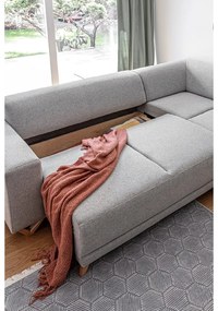 Divano angolare grigio chiaro allungabile e con contenitore (penisola a destra/a L) Classy Sophie – Miuform