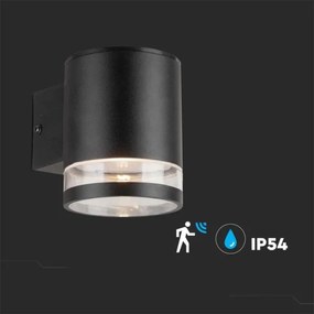 Lampada solare da parete LED 1W 3,7V 3000K IP54 nera con sensore