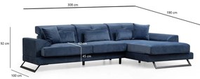 Divano angolare blu (angolo destro) Frido - Balcab Home