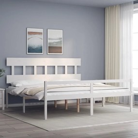 Letto per Anziani con Testiera Bianco Super King Legno Massello