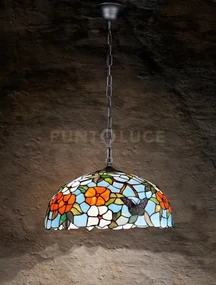 Butterfly sospensione tiffany con catena 1 luce attacco e27 disegno...