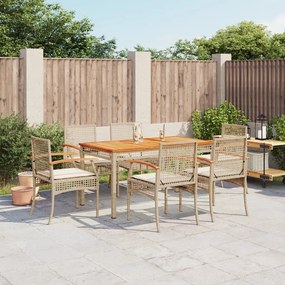 Set Da Pranzo Da Giardino 7 Pz Con Cuscini Beige İn Polyrattan /