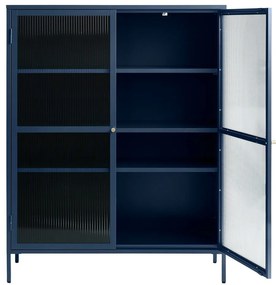 Vetrina in metallo blu Bronco, altezza 140 cm - Unique Furniture