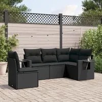 Set Divani da Giardino 5 pz con Cuscini in Polyrattan Nero 3252502