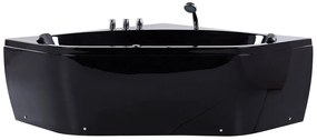 Vasca idromassaggio angolare nera con LED 140 x 140 cm MEVES Beliani