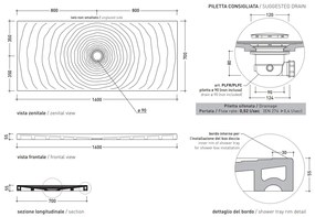 Ceramica Flaminia Water Drop Piatto doccia 160x70 da appoggio incasso filo pavimento in ceramica bianco