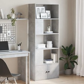 Libreria Grigio Cemento 70x36x189 Cm İn Legno Multistrato /