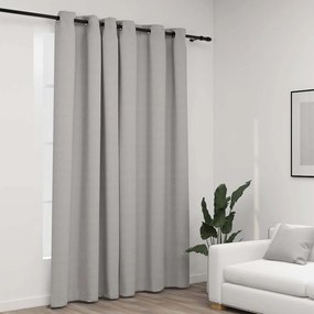 Tenda Oscurante Effetto Lino Con Occhielli Grigio 290x245 Cm /