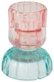 Portacandele in vetro rosa e verde - Green Gate