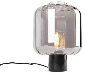Lampada da tavolo di design nera con vetro fumé - Qara