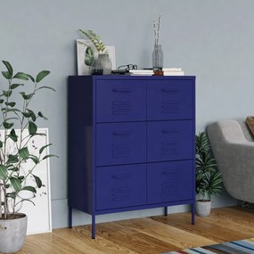 Cassettiera Blu Marino 80x35x101,5 Cm İn Acciaio /