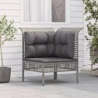 Divano Angolare da Giardino con Cuscino in Polyrattan Grigiocod mxl 119404