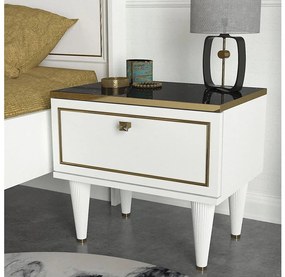 Comodino RAVENNA 47,2x50 cm bianco/nero/oro