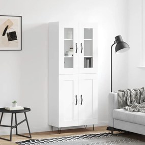 Credenza Bianco Lucido 69,5x34x180 Cm İn Legno Multistrato /