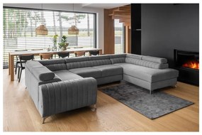 Divano angolare grigio scuro allungabile/con contenitore (con penisola a destra/a U) Louis – ELTAP